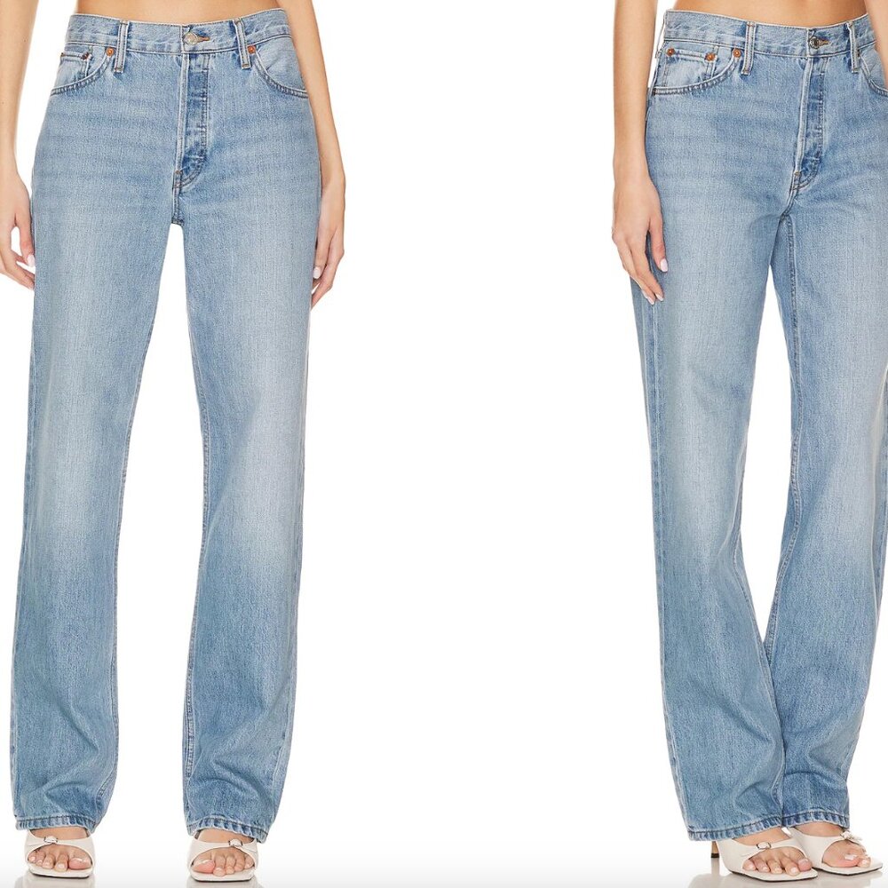 RE/DONE The Originals Long Loose Jeans Blue Size 27 NWT